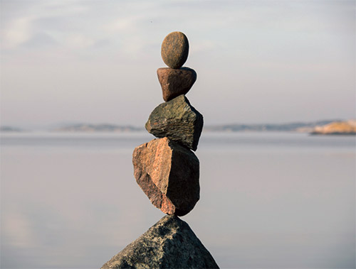 Balanced stones representing moderation and balance